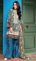 Embroidered Lawn Shirt 3.25m Printed Lawn Shalwar 2.5m Chiffon Dupatta 2.5m Embroidered Organza Patti 1.0m
