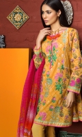 Embroidered Lawn Shirt 1.4m Printed Lawn Shirt 2.25m Lawn Shalwar 2.5m Chiffon Dupatta 2.5m 