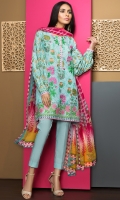 Embroidered Lawn Shirt 1.4m Printed Lawn Shirt 2.25m Lawn Shalwar 2.5m Chiffon Dupatta 2.5m 