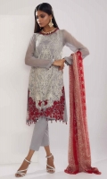 Embroidered Chiffon Shirt 2.5m Printed Satin Back 1.5m Chiffon Dupatta 2.5m Cotton Satin Shalwar 2.5m