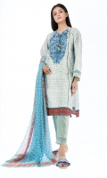 Khaddar Print Embroidered Shirt 3.25m Chiffon Printed Dupatta 2.5m Shalwar 2.5m
