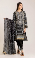 Front Lawn Printed length 1.25m Back Lawn Printed length 1.25m Sleeve Lawn Print Embroidered length 0.5m Chiffon Printed Dupatta length 2.5m Embroidered Shalwar length 2.5m