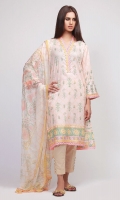 Front Lawn Printed 1.25m Back Lawn Printed 1.25m Sleeve Lawn Print Embroidered 1.0m Chiffon Printed Dupatta 2.5m