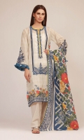 Front & Sleeve Lawn Print Embroidered 2.0m Back Lawn Printed 1.25m Lawn Printed Dupatta 2.5m