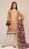 Lawn Printed Shirt 3.25m Lawn Printed Dupatta 2.5m Embroidered Patti