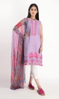 Textured Lawn Embroidered Shirt 3.25m Chiffon Printed Dupatta 2.5m