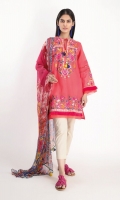 Textured Lawn Embroidered Shirt 3.25m Chiffon Printed Dupatta 2.5m