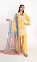 Schiffli Embroidered Cambric Kameez 3.5M Chiffon Printed Dupatta 2.5M Shalwar 2.5M