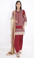 Lawn Printed Shirt 3.0m Embroidered Chiffon Print Dupatta 2.5m Shalwar 2.5m Embroidered Organza Patti