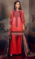 Embroidered Jacquard Shirt 2.5m Lawn Shalwar 2.5m Tissue Silk Dupatta 2.5m Embroidered Organza Fabric