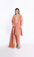 Gold Jacquard Embroidered Shirt 3.25M Gold Jacquard Dupatta 2.5M Shalwar 2.5M