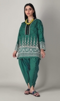 A serene green 2 piece unstitched khaddar outfit with stylized prints.