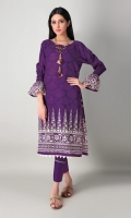 A pretty purple 2 piece unstitched khaddar outfit with stylized prints.
