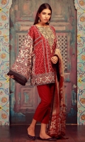 Printed Khaddar Shirt 2.5m Embroidered Khaddar Sleeves 1m Khaddar Shalwar 2.5m Chiffon Dupatta 2.5m