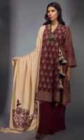 Printed Jacquard Shirt 3m Cambric Shalwar 2.5m Embroidered Shawl 2.5m
