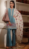 Embroidered Khaddar Shirt 3m Embroidered Chiffon Dupatta 2.5m Khadddar Shalwar 2.5m