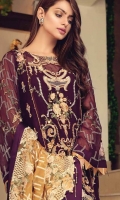 Elegant High Grade Chiffon Shirt With Gracefull Fully Embroidered Front and Back Shirt Heavy Embroidered Chiffon Dupatta Matching Silk Trouser