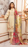 Embroidered Peach Leather Embroidered Wool Shawl Plain Trouser