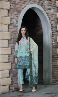 Shirt Front: Embroidered/Printed - 1.25 Meters Shirt Back: Printed - 1.25 Meters Dupatta: Printed - 2.5 Meters Sleeves: Printed - 1 Pair Trouser: Dyed - 2.5 Meters