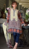 Shirt Front: Printed 1.25 meters Shirt Back: Printed 1.25 meters Sleeves: Printed 1 Pair Dupatta: Printed 2.5 meters Trouser: Dyed 2.5 meters