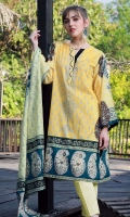 Shirt Front: Printed 1.25 meters Shirt Back: Printed 1.25 meters Sleeves: Printed 1 Pair Dupatta: Printed 2.5 meters Trouser: Dyed 2.5 meters