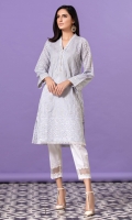 Sky blue embroidered shirt with chikan and lawn panels, white embroidery and lace detail