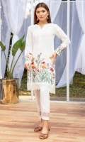 The perfect white chikan shirt for your summer wardrobe, done in a straight fit and multi color botanical embroidery on hem and sleeves.