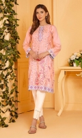 Light peach lawn shirt with a fully embroidered front and grey embroidered borders on hem and sleeves.