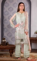 Shirt: - Embroidered and Hand Embellished Chiffon Dupatta: - Embroidered Chiffon Trouser: - Dyed