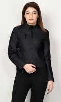 Leather jacket with lining Front zip closure Long sleeves with zipped detailing Color: Black