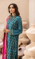 Dupatta: Pearl Printed - 01 Piece Shirt Front: Pearl Printed - 01 Piece Shirt Back: Pearl Printed - 01 Piece Sleeves: Pearl Printed - 01 Pair Trouser: Dyed - 01 Piece 