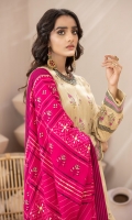 Dupatta: Pearl Printed - 01 Piece Shirt Front: Pearl Printed - 01 Piece Shirt Back: Pearl Printed - 01 Piece Sleeves: Pearl Printed - 01 Pair Trouser: Dyed - 01 Piece 