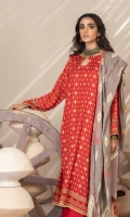 Dupatta: Pearl Printed - 01 Piece Shirt Front: Pearl Printed - 01 Piece Shirt Back: Pearl Printed - 01 Piece Sleeves: Pearl Printed - 01 Pair Trouser: Dyed - 01 Piece 