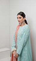 Dupatta: Dyed Emb Lawn - 01 Piece Shirt Front: Dyed Emb Lawn - 01 Piece Shirt Back: Dyed Lawn - 01 Piece Sleeves: Dyed Emb Lawn - 01 Pair Border: EMB - 01 Piece Trouser: Dyed - 01 Piece