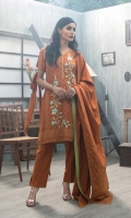 Shirt: Front: Embroidered/Printed	1.25 Meters Shirt: Back: Printed 1.25 Meters Dupatta: Printed 2.5 Meters Sleeves: Printed	1 Pair Trouser: Dyed 2.5 Meters Weight: 1.3 kg