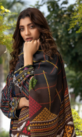 Dupatta: Digital printed fancy Woven shawl - 01 Piece Shirt Front: Dyed Embroidered Karandi - 01 Piece Shirt Back: Dyed karandi  - 01 Piece Sleeves: Dyed Embroidered Karandi - 01 Pair Trouser: Dyed - 01 Piece