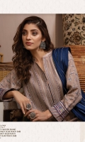 Dupatta: Fancy woven shawl - 01 Piece Shirt Front: Fancy Slub Peach Embroidered - 01 Piece Shirt Back: Fancy Slub Peach - 01 Piece Sleeves: Fancy Slub Peach Embroidered - 01 Pair Trouser: Dyed - 01 Piece