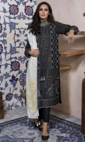 Dupatta: Fancy woven shawl - 01 Piece Shirt Front: Fancy Slub Peach Embroidered - 01 Piece Shirt Back: Fancy Slub Peach - 01 Piece Sleeves: Fancy Slub Peach Embroidered - 01 Pair Trouser: Dyed - 01 Piece