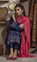 Dupatta: Fancy woven shawl - 01 Piece Shirt Front: Fancy Slub Peach Embroidered - 01 Piece Shirt Back: Fancy Slub Peach - 01 Piece Sleeves: Fancy Slub Peach Embroidered - 01 Pair Trouser: Dyed - 01 Piece