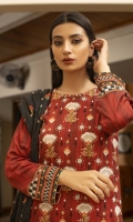 Dupatta: Digital printed linen - 01 Piece Shirt Front: Digital printed Embroidered linen - 01 Piece Shirt Back: Digital printed linen - 01 Piece Sleeves: Digital printed Embroidered linen - 01 Pair Trouser: Dyed - 01 Piece