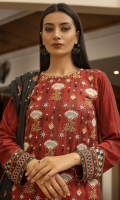Dupatta: Digital printed linen - 01 Piece Shirt Front: Digital printed Embroidered linen - 01 Piece Shirt Back: Digital printed linen - 01 Piece Sleeves: Digital printed Embroidered linen - 01 Pair Trouser: Dyed - 01 Piece
