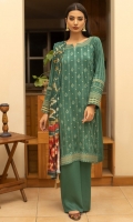Dupatta: Digital Printed Cottel - 01 Piece Shirt Front: Dyed Embroidered Cottel - 01 Piece Shirt Back: Dyed Cottel - 01 Piece Sleeves: Dyed Embroidered Cottel - 01 Pair Trouser: Dyed - 01 Piece
