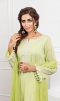 Chikankari embroidered kurta with inner pockets, straight sleeves , emellished with lace and tassals.