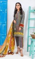 Dupatta: Printed Lawn 2.5 Meters Shirt Front: Printed Lawn 1.25 Shirt Back: Printed Lawn 1.25 Meters Sleeves: Printed Lawn 1 Pair Trouser: Dyed 2.5 Meters