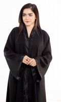 Made with High-Quality Nidha Fabric especially for summers Bell Sleeves with simple black borders  Simple black borders on the front with button-down Style Front Open Abaya  It comes with a complimentary hijab