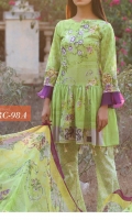 03 pcs unstitched embroidered Lawn with Chiffon dupatta 