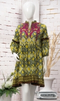 Trendy embroidered neck with collar. Yoke with gathers. balloon sleeves. Short length