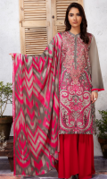 Printed Lawn Shirt Fabric 1 Piece Neckline Motif Patch on Organza Printed Silk Dupatta (2.5 Meter) 