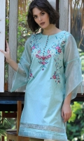 EMBROIDERED JACQUARD SHIRT STRAIGHT HEIM ORGANZA STYLIZED SLEEVES BOAT NECK WITH SLIT EMBELLISHED WITH EMBROIDERED BUTTONS