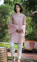 JAQUARD EMBROIDERED KURTA BOAT NECK STYLIZED SLEEVES STRAIGHT HEIM WITH PEARLS AND LACE EMBELLISHMENT